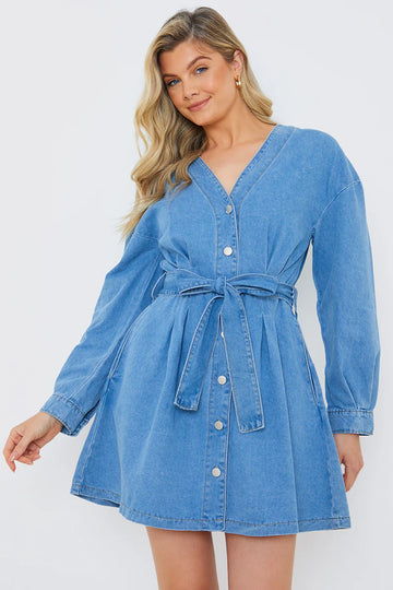 Belted Denim Shirt Dress